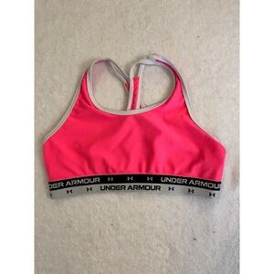 Under‎ Armour Girls HeatGear Sports Bra Neon Pink Logo Band YLG Large